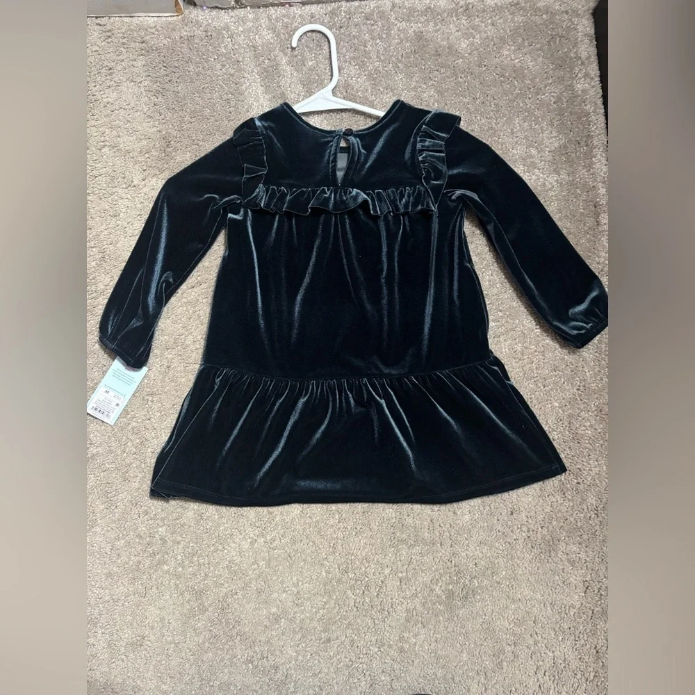 Cat & Jack Dark Green Velvet Dress Size 3T
